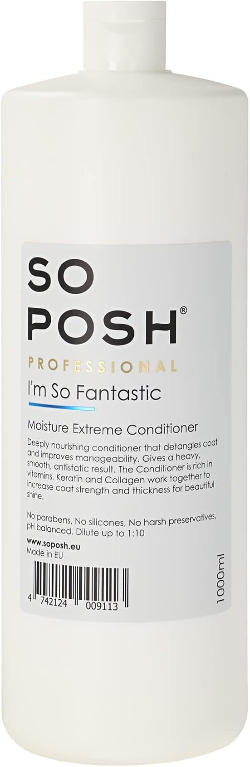 So Posh I’m So Fantastic Dog Conditioner - with Argan Oil, Keratin & Collagen, Suitable for All Breeds, Detangling, Moisturizing & Nourishing, Silicone & Paraben Free, 1:10 Concentrate 33.8 Oz