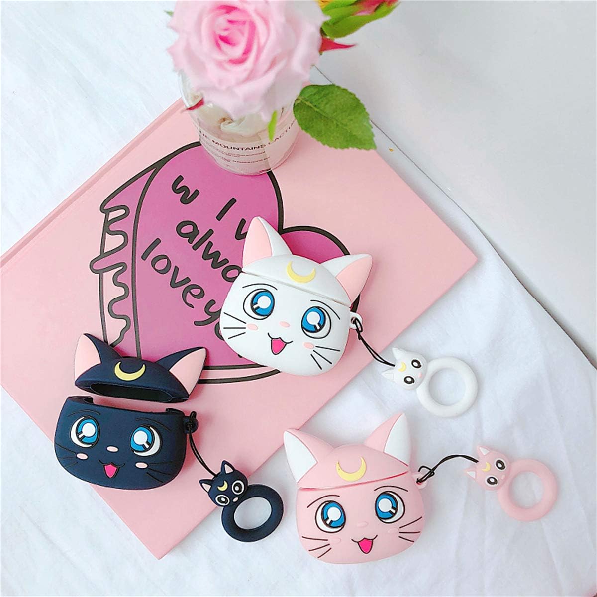 Discount 80% Jowhep Case for AirPod 2/1 Cartoon Design Cute Silicone Cover with Keychain Fashion Funny Shockproof Soft Protective Skin for Air Pods Girls Kids Kawaii Food Shell Cases for AirPods 1/2 Black Luna Cat
