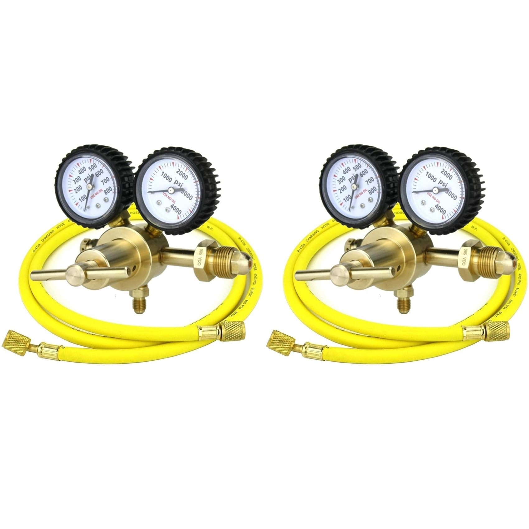 Jnchdghwa 2X Nitrogen Regulator with 60In Hose for HVAC Purge, CGA580 Inlet Connection and 1/4In Male Flare Outlet Connection
