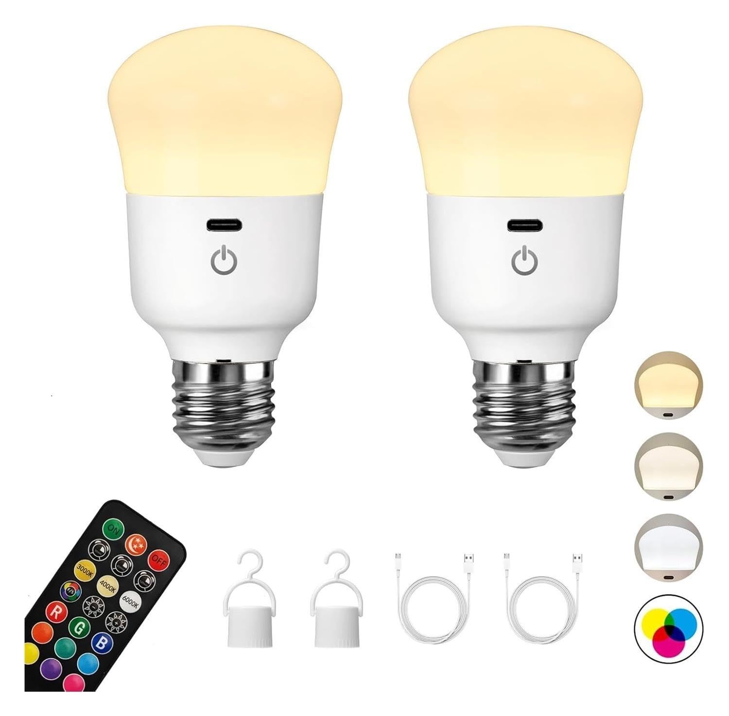Lampadina LED ricaricabile tramite USB con telecomando RGB dimmerabile(2PCS)