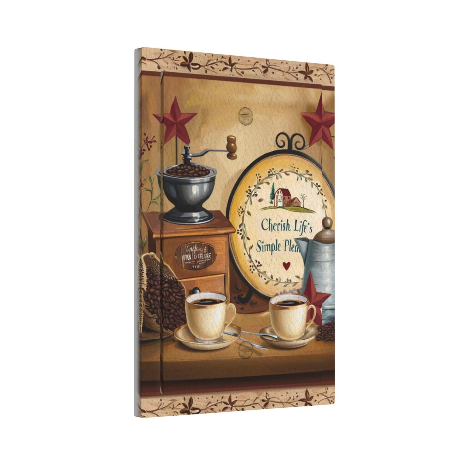 CZRPKEN Vintage Coffee Kitchen Art Light Switch Covers Decorative 1 Gang No Device Wall Plate Farmhouse Rustic Hand-Painted Decor Single Blank Wallplate Faceplate Gfci Light Outlets Coffee Bar