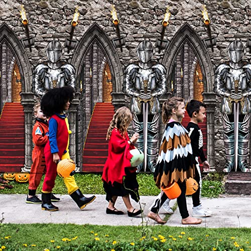 Tiamon NS-TIAMON-395 Medieval Knight Party Photography Backdrop Medieval Plastic 3D Backdrop Halloween Knight Castle Entrance Photo Booth Prop Medieval Tablecloths thumb #3