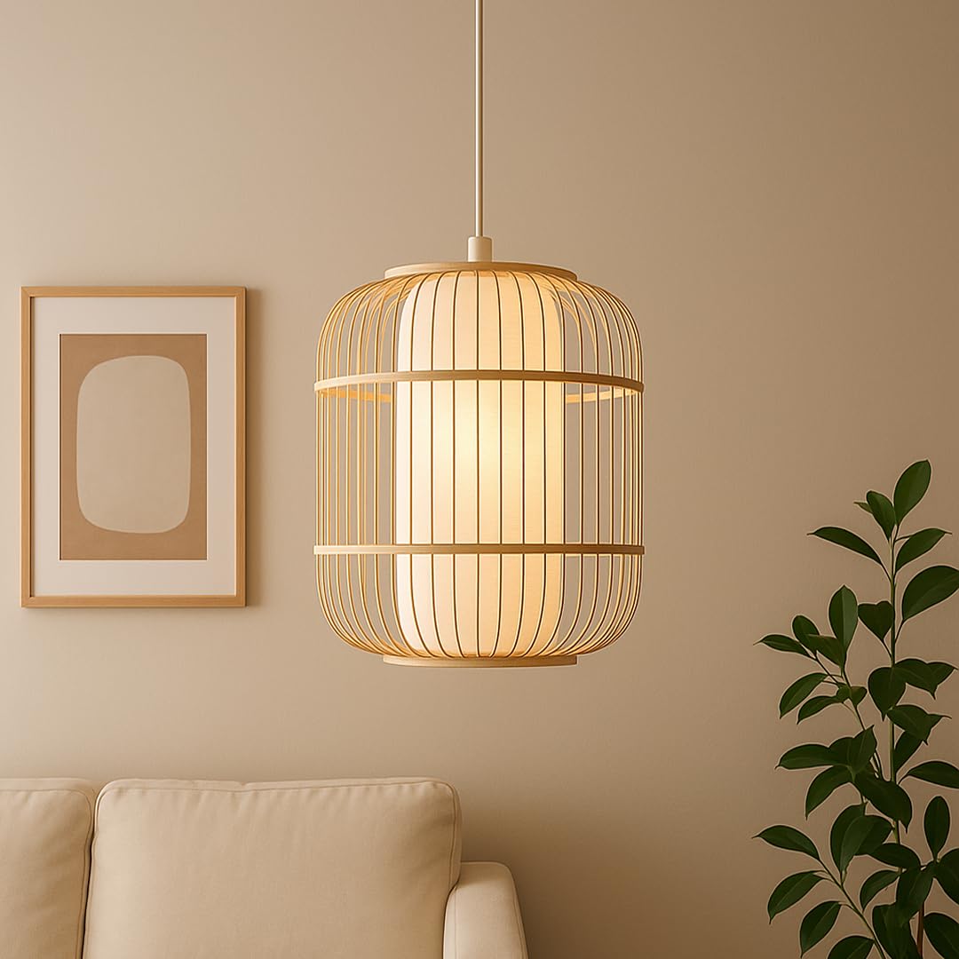Brilliant Bones Pendelleuchte Ø 30 cm – E27-Fassung, dimmbar, natürliche Materialien, Natur/Weiß, ohne Leuchtmittel – ideal für Esszimmer & Wohnzimmer