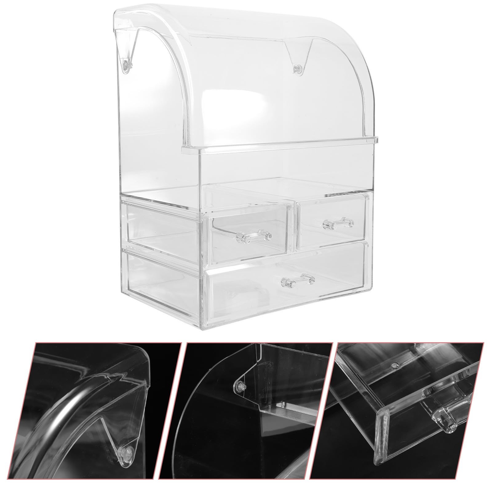 TEHAUX Eleganter Make Up Organizer mit Schubladenregal aus Ps für Schminktisch Große Fächer und Mehrere Kleine Schubladen zur Einfachen Kosmetik und Hautpflegeaufbewahrung zu Hause