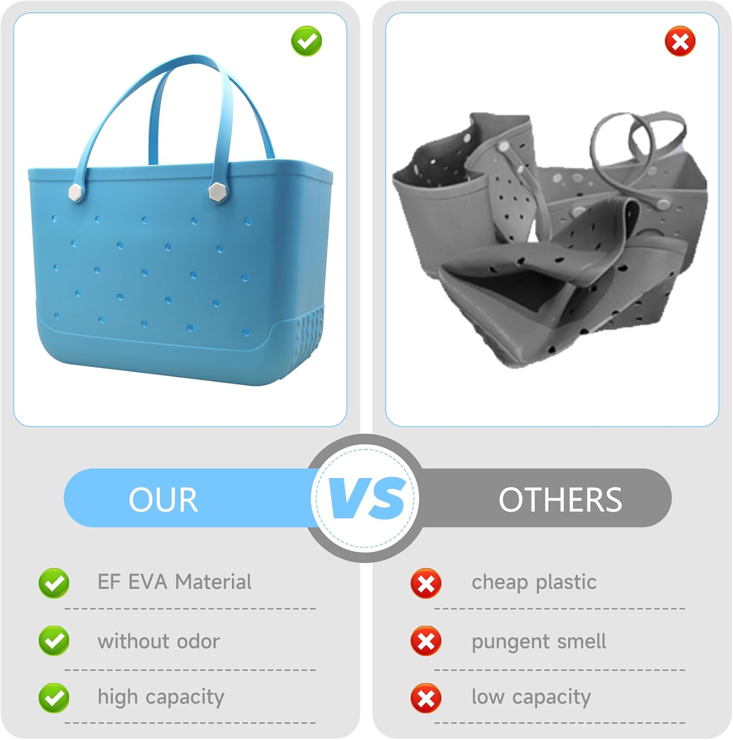 X-Large Waterproof Sandproof Rubber Beach Tote Bag with Zipper Pocket and Phone Kickstand Cup - Image 5