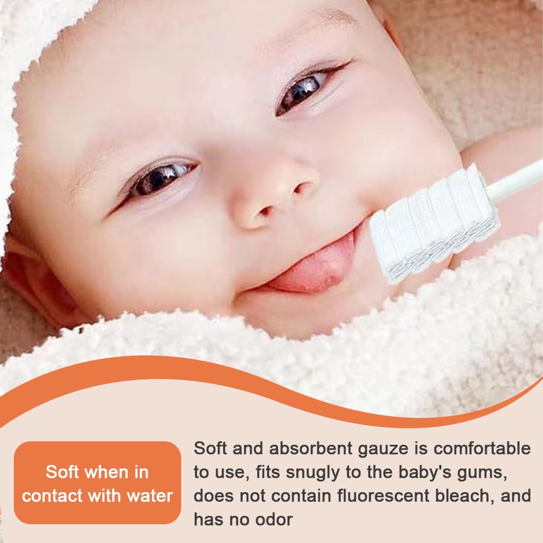 30PCS Baby Lingua Cleaner, Baby Mouth Cleaner Neonato Lingua Cleaning, Usa e Getta, Garza Gomma Cura Dentale per Bambini 0-36 Mesi