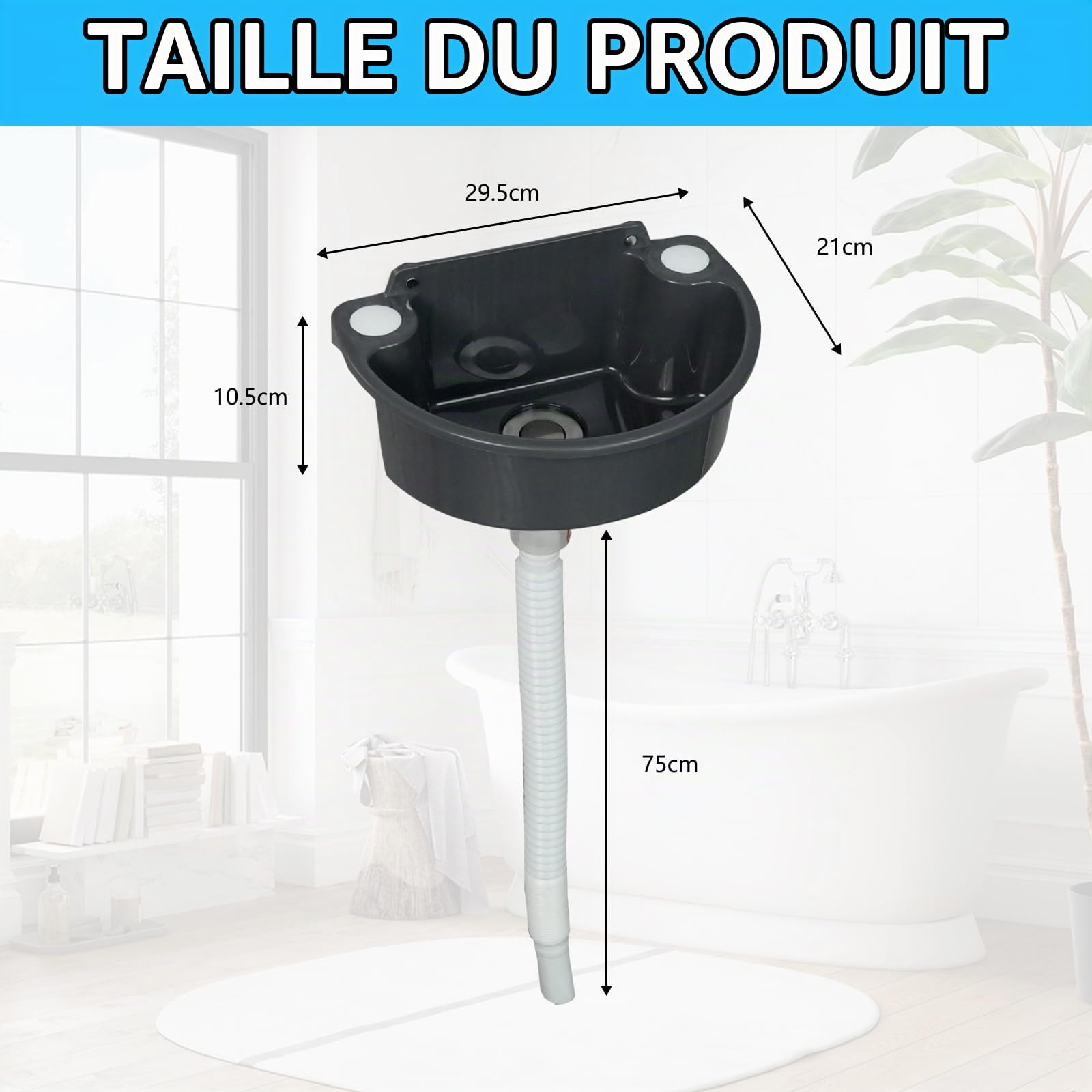 éVier En Plastique, éVier De Camping Mural Avec Bonde De 75 Cm Lavabo Semi-Circulaire Gris Pour Toilettes InvitéS Salle De Bain Camping Jardin Cave Chantier 31x 21x10,5 Cm