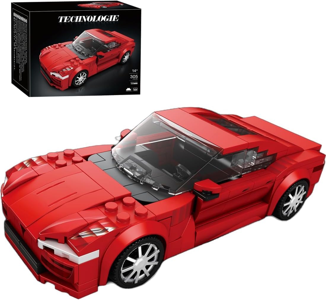 Technik Speed Champions Racing Car Building Blocks, 305 Clamp Building Blocks Super Sports Car Model Kit, MOC Collectiable Supercar Decor Set Compatible with Major Brands