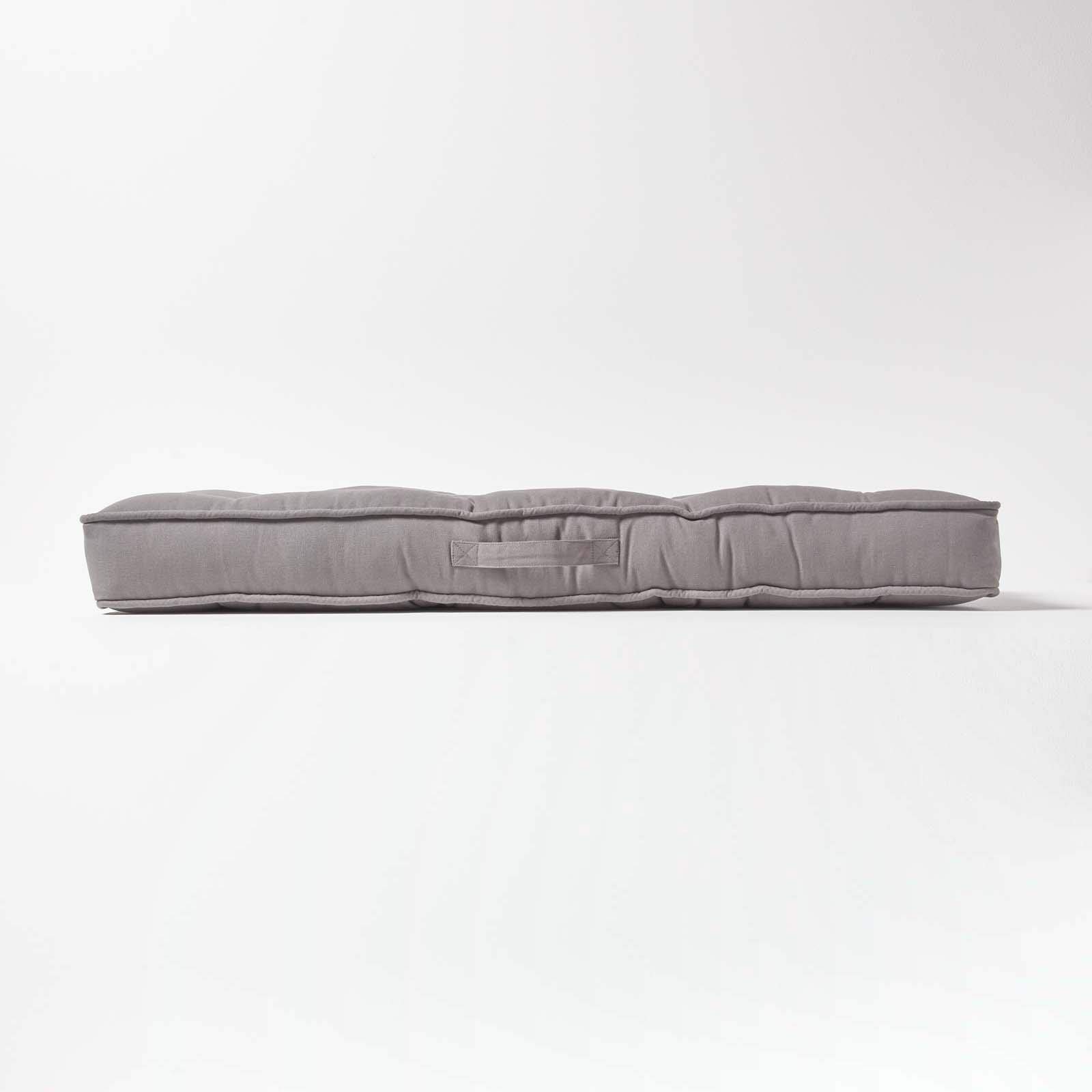 HOMESCAPES Cuscino rialzante per divano a 2 posti, cuscino per pallet o materasso da pavimento in cotone, grigio ardesia, 100 x 48 x 10 cm