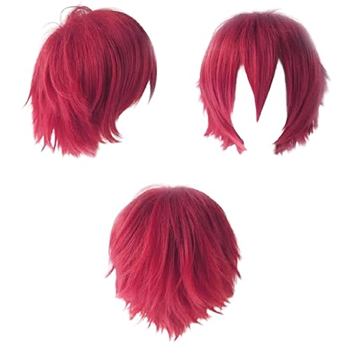 Peluca de cosplay de anime, pelucas cortas azules para mujereshombres, peluca sintética rizada y recta, peluca de disfraces de Halloween, peluca de