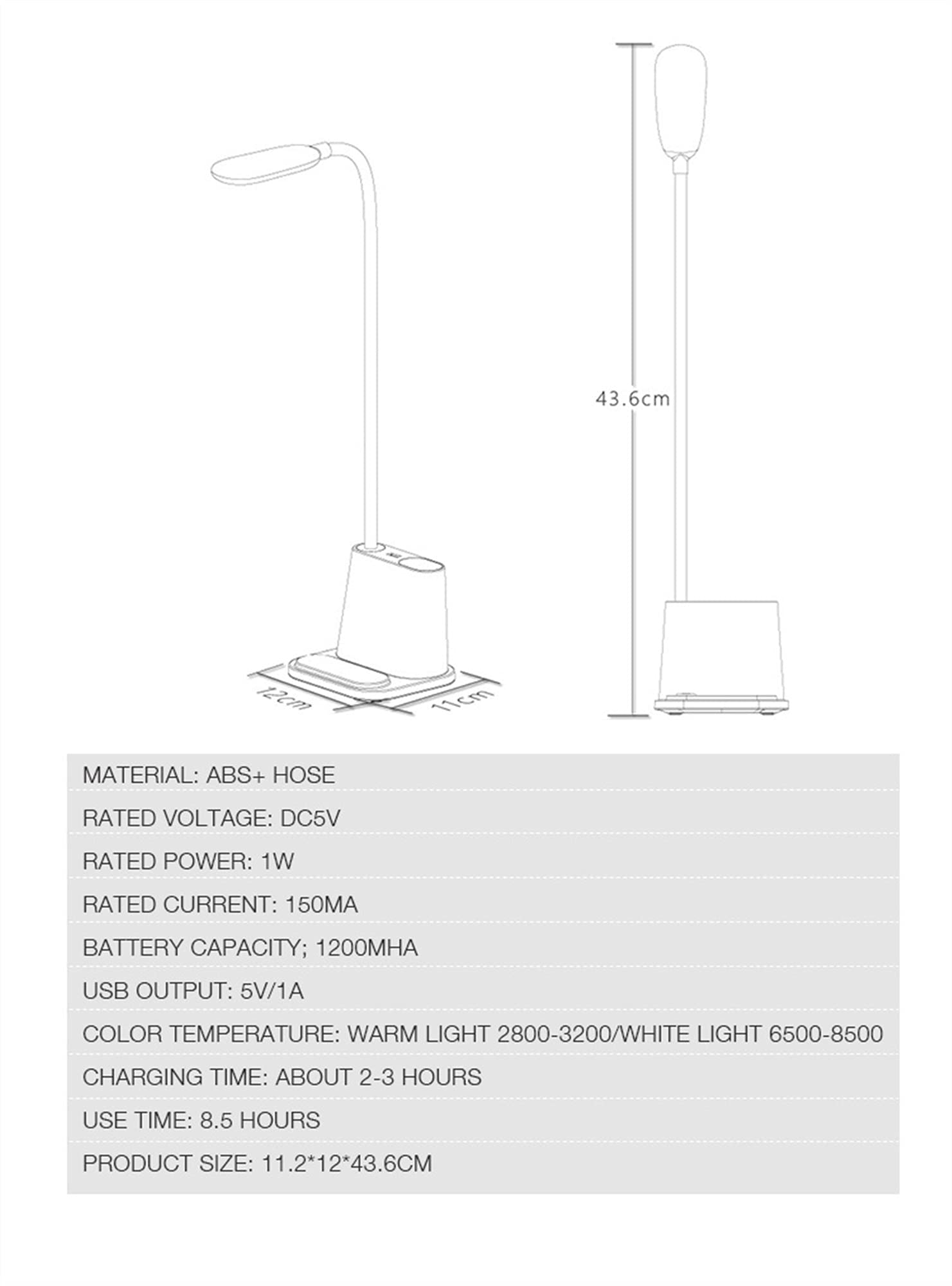 Modern Bedside Light Małe biurko Lampa Dotykowa Regulacja USB Lampka stołowa Lampka pióra Uchwyt z wentylatora Ochrona Lampa uczenia się dla ucznia (Body Color : 1)