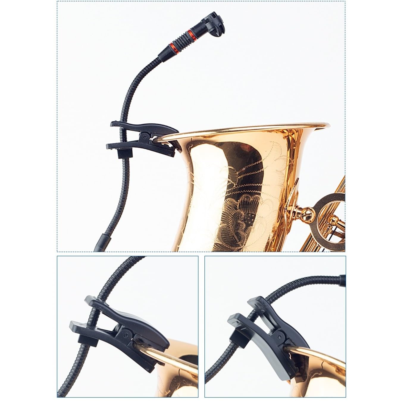 Generic Abrazadera para saxofón Behringer CB100, micrófono de instrumento de cuello de cisne condensador, clip de saxo duradero, accesorios de cabeza de saxo, abrazadera de plástico con diámetro de 5