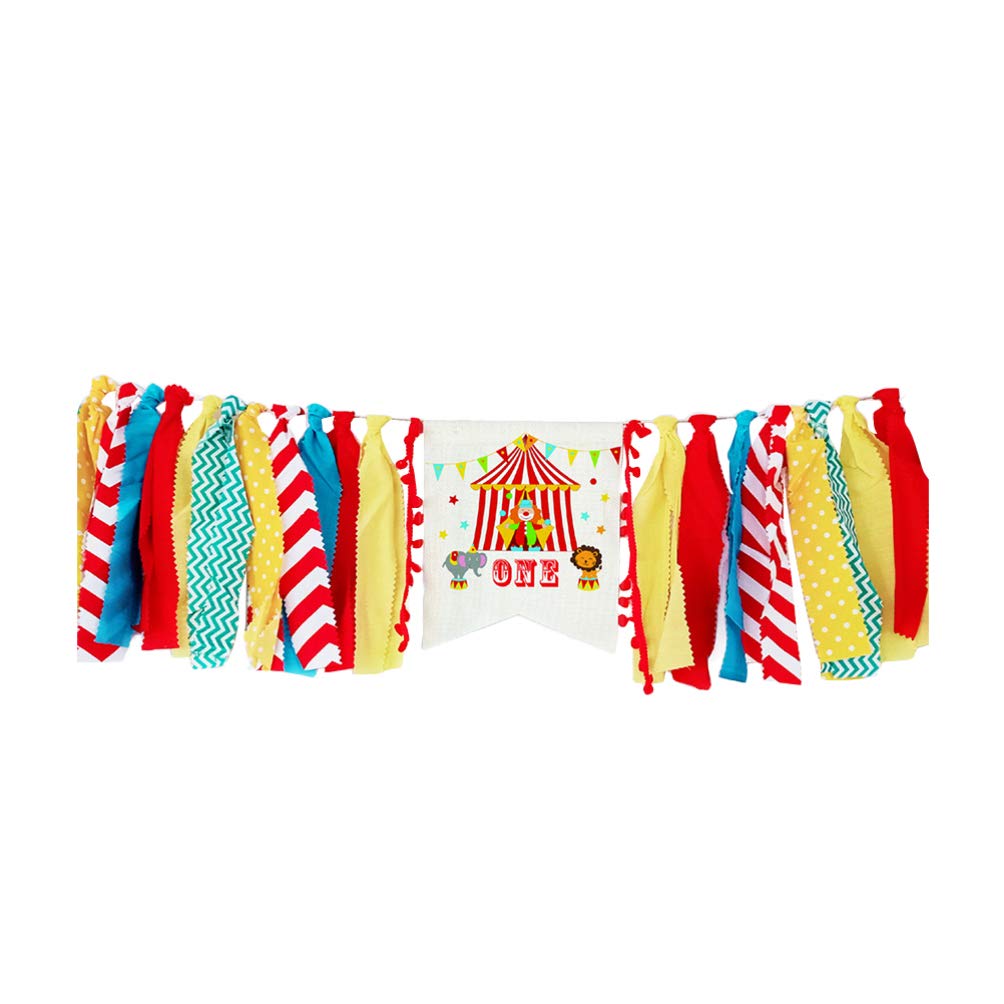 Amosfun 1st Birthday High Chair ONE Banner Circus Theme Party Banner Baby Birthday Party Supplies for Baby Shower Party Favor (Banner)