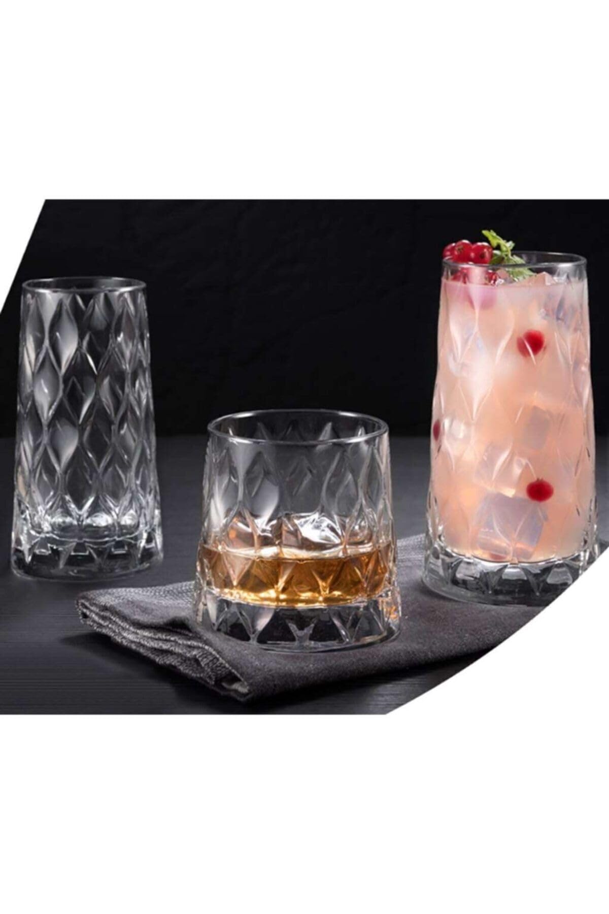 Pasabahce leafy set 6 bicchieri in vetro long drink cl35,5