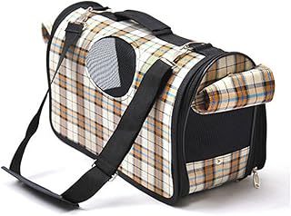 E-ONSale Plaid Pet Outdoor Carrier Soft Sided Cat/Dog Comfort Travel Bag (Beige Plaid - M)