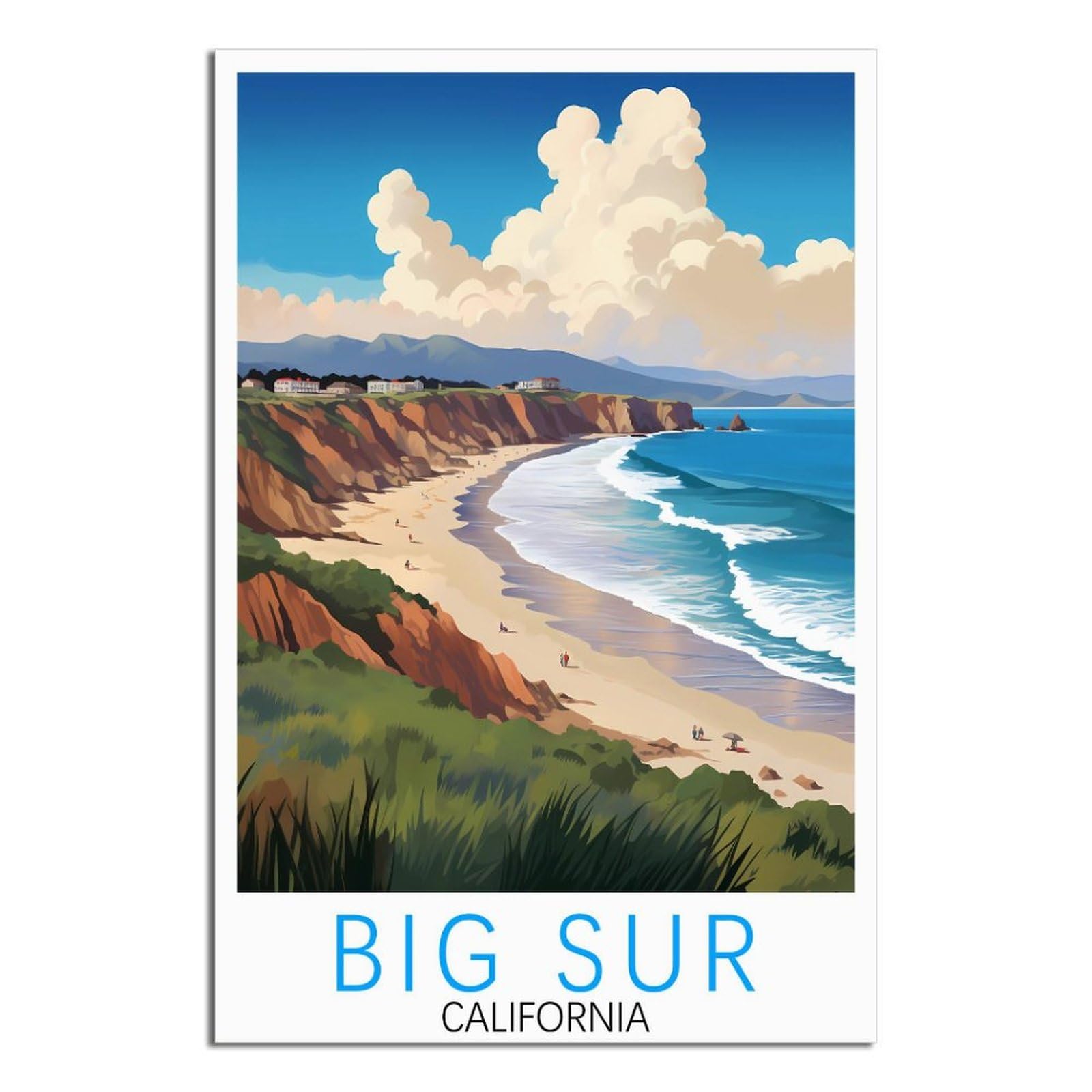 EZMLFA 5D DIY Diamond Painting Kit,Big Sur Diamond Art Kits for Beginner,Gem Art Kits Round Drill for Home Wall Decor Gifts 50x60cm
