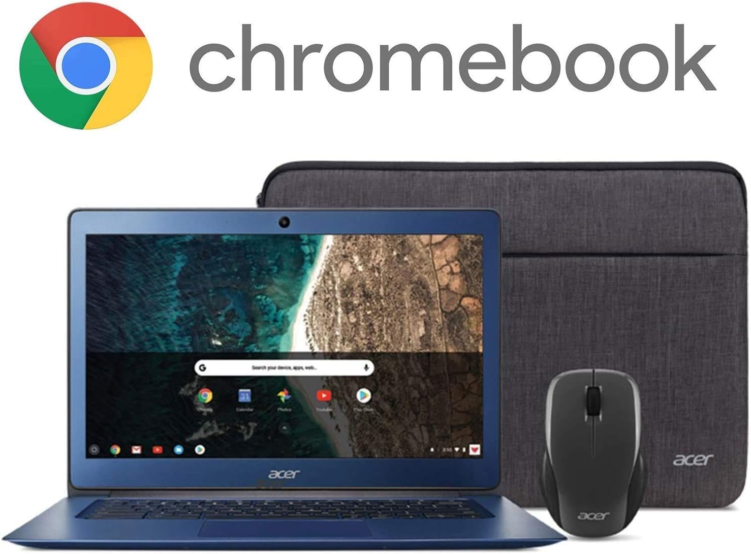 Acer Chromebook 14, Intel Celeron N3160, 14" Full HD Display, 4GB LPDDR3, 32GB eMMC, 802.11ac WiFi, Protective Sleeve, Wireless Mouse, CB3-431-C539 (Renewed)
