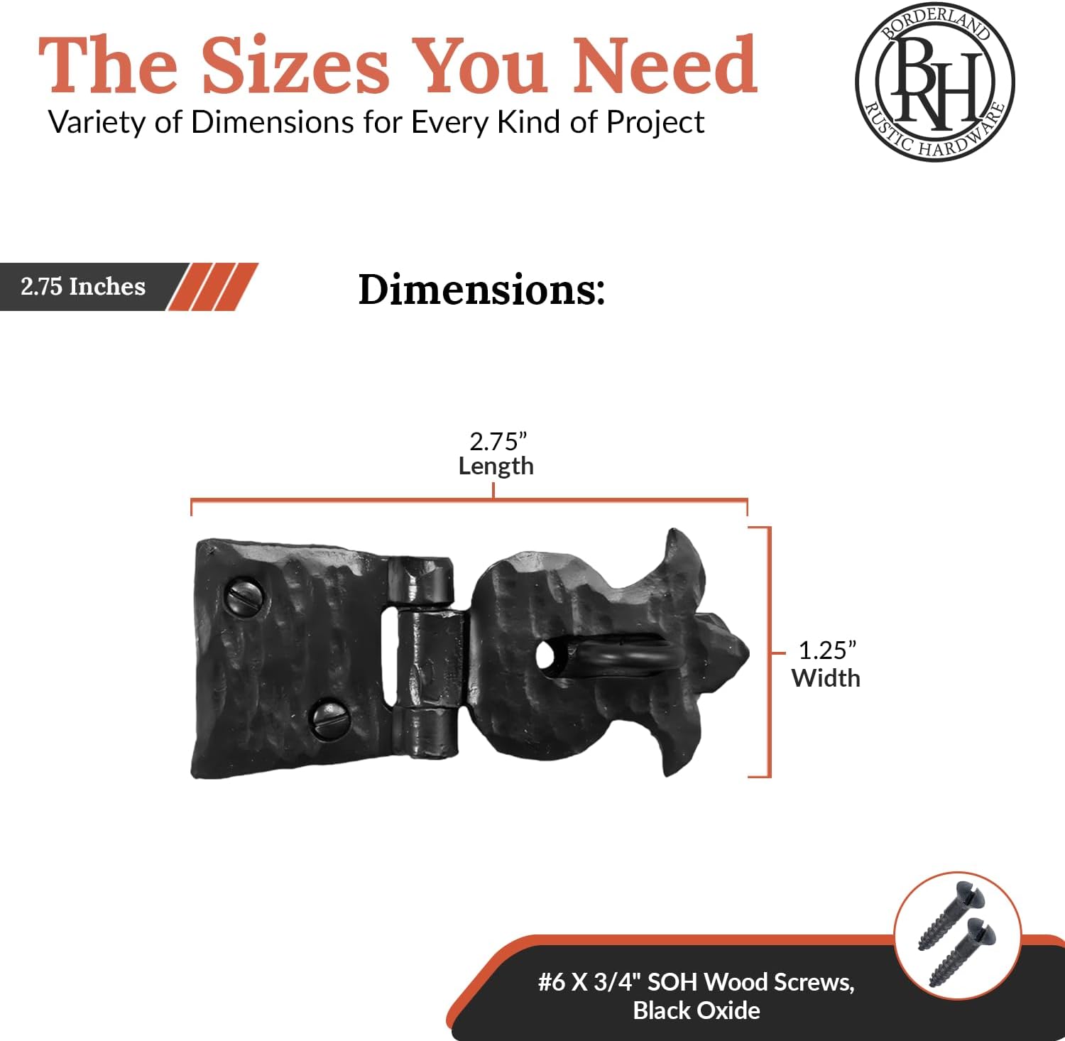 2 Pack 2.75 Inch Furniture Hasp for Gates - Black - Heavy Duty Decorative Metal Hasps - Handmade Rustic Iron Furniture Hasps for Door, Drawer, Chests, Cupboard and Trunks - The Sonora Series
