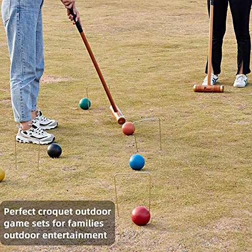 Pointyard 35" Six Player Croquet Set, Deluxe [Annatto Retro Style] Croquet Set with Wooden Mallets/Colored Ball/Wickets/Stakes for Adults/Teens/Family-Perfect for Lawn/Backyard Game/Park by Pointyard - Image 2