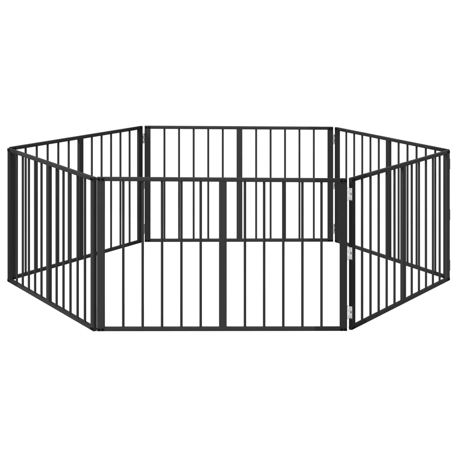 Recinto Per Cani 6 Pezzi Nero 100 X 60 Cm Acciaio Zincato