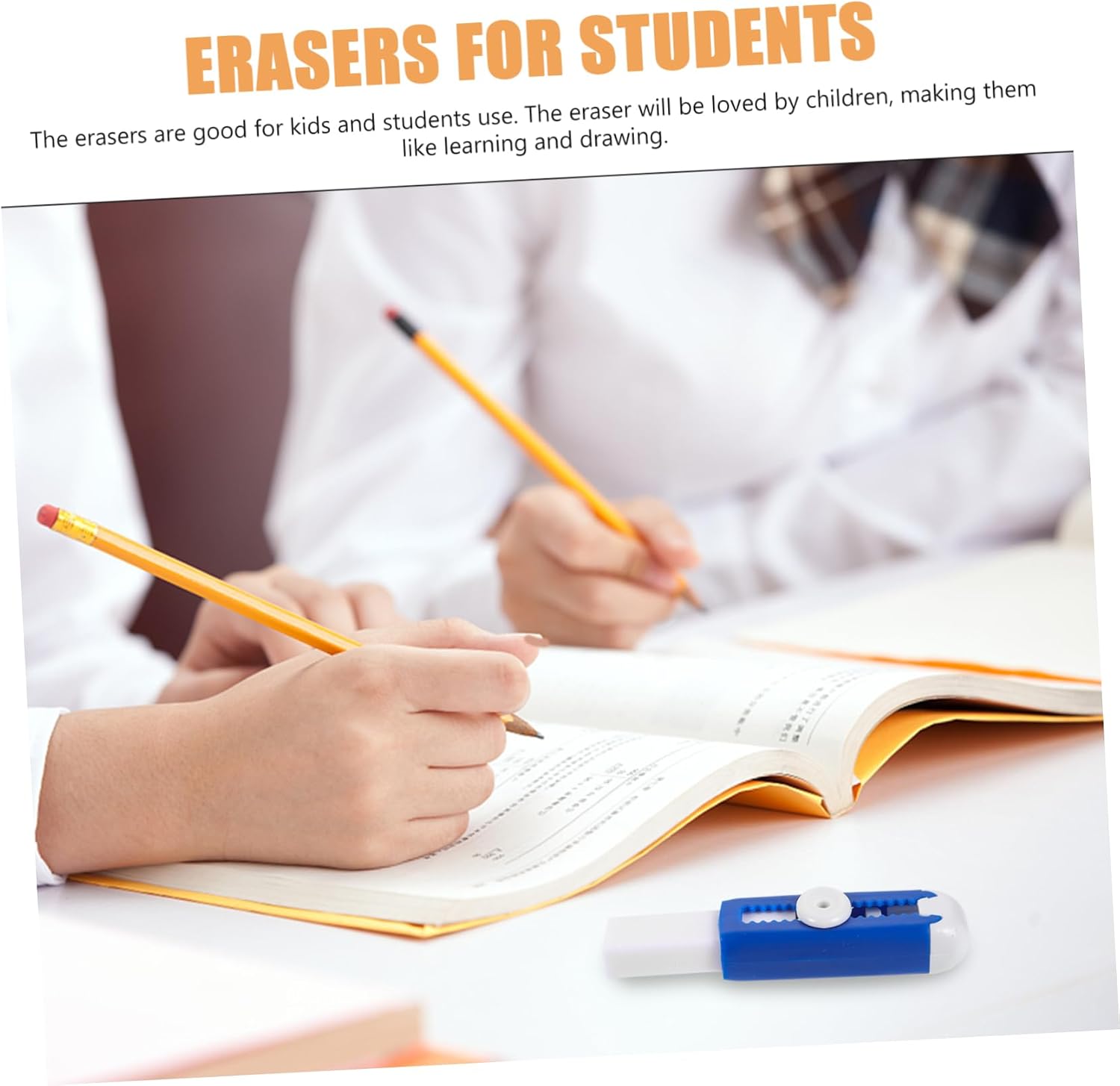 5sets Retractable Erasers Soft Touch Design Clean No Smudge for Students Art and Exam Use Compact and Portable School Supplies Blue and White Colors