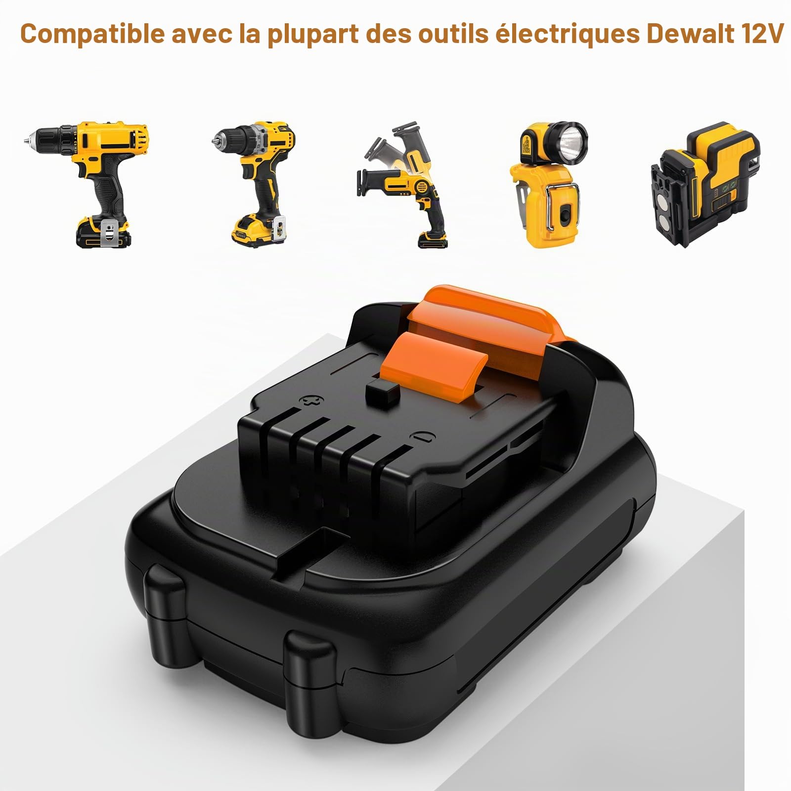 LabTEC DCB121 Lot de 2 batteries au lithium 12 V/10,8 V 4000 mAh/4,0 Ah pour batterie DeWalt 12 V DCB120 DCB121 DCB127 pour Dewalt DCD DCF DCK DCL DCS DCT série DCT