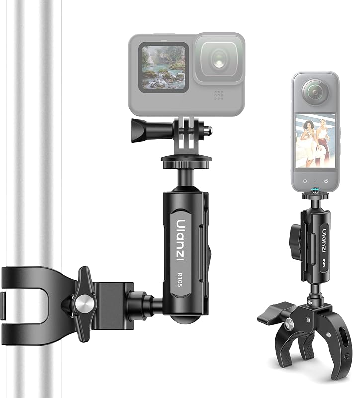 R105 Super Clamp Camera Mount with 360° Dual Ballhead Magic Arm | Sturdy Y-Shaped 3-Claw Camera Clamp Mount for GoPro Hero 13/12/11/10/9, Insta360 X5/X4, DJI Osmo Pocket 3/2 Action 5 Pro/4
