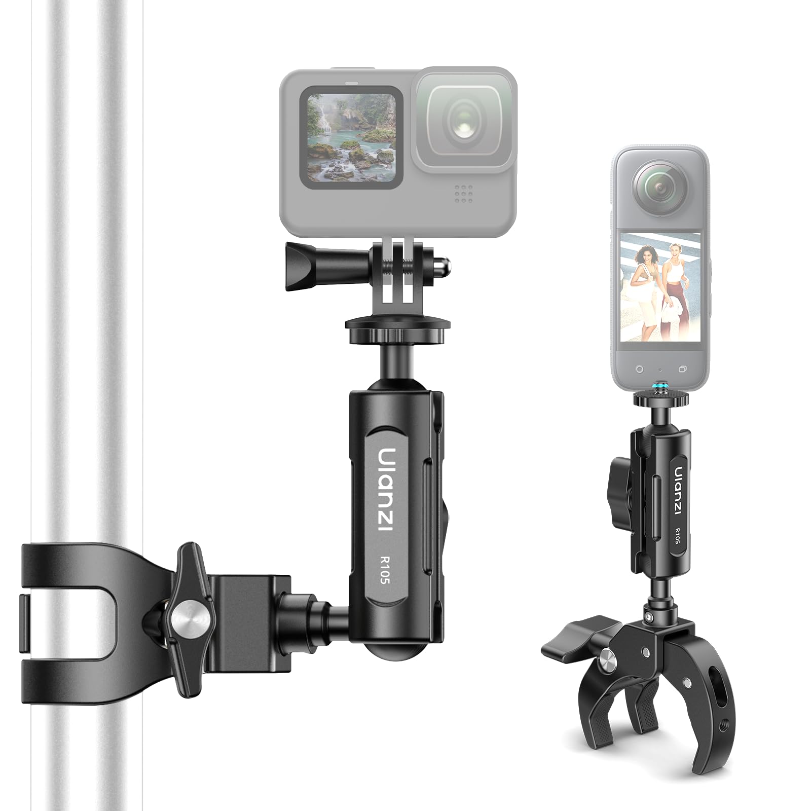 ULANZI R105 Super Clamp Camera Mount with 360° Dual Ballhead Magic Arm, Sturdy Y-Shaped 3-Claw Camera Clamp Mount for GoPro Hero 13/12/11/10/9,