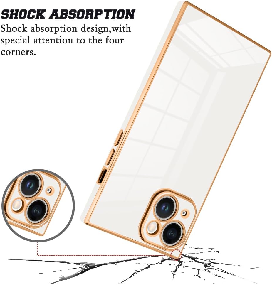 KANGHAR Case Compatible with iPhone 15 Luxury Cute Plating Design Case Full-Body Anti-Scratch Shockproof Bumper Protective Cover for iPhone 15 6.1 Inch White - Image 2