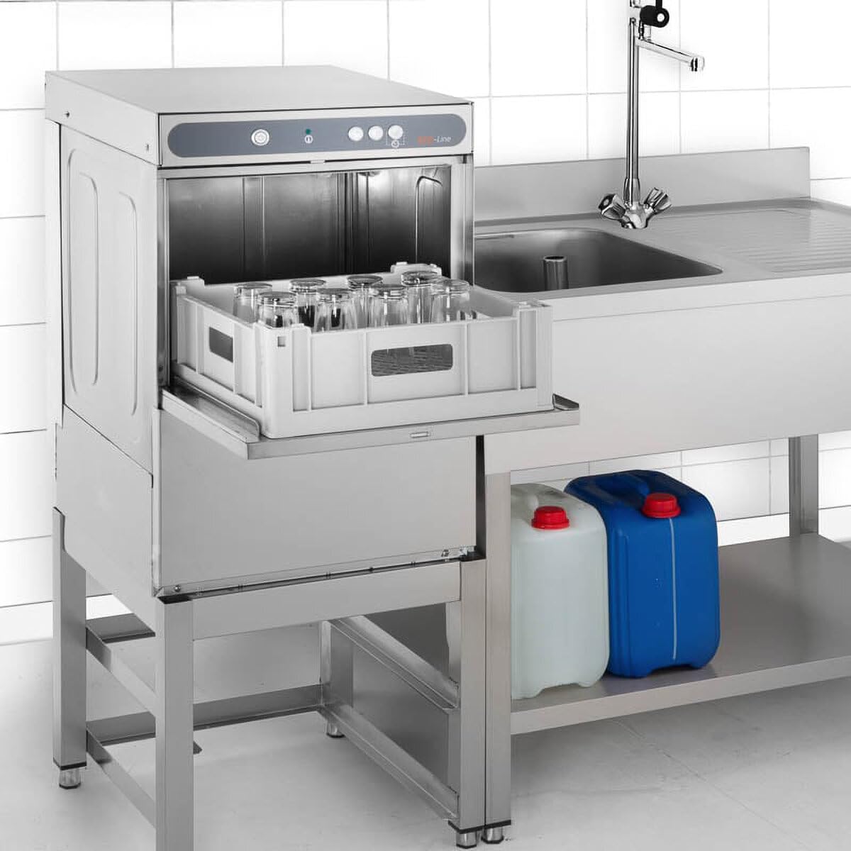GastroHero ECOLINE-GLSM40S Gläserspülmaschine I Spülmaschine mit Reiniger- und Klarspüldosierer I Korbmaß 40 cm I Gläserspüler für Gastronomie