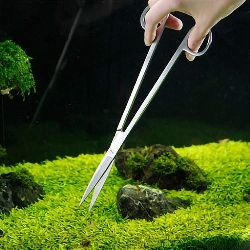 Miniatura 6 de Tijeras de acuario, tijeras de espejo de acero inoxidable para acuario, adecuadas para agua salada, agua dulce, poda de plantas de acuario, peceras,