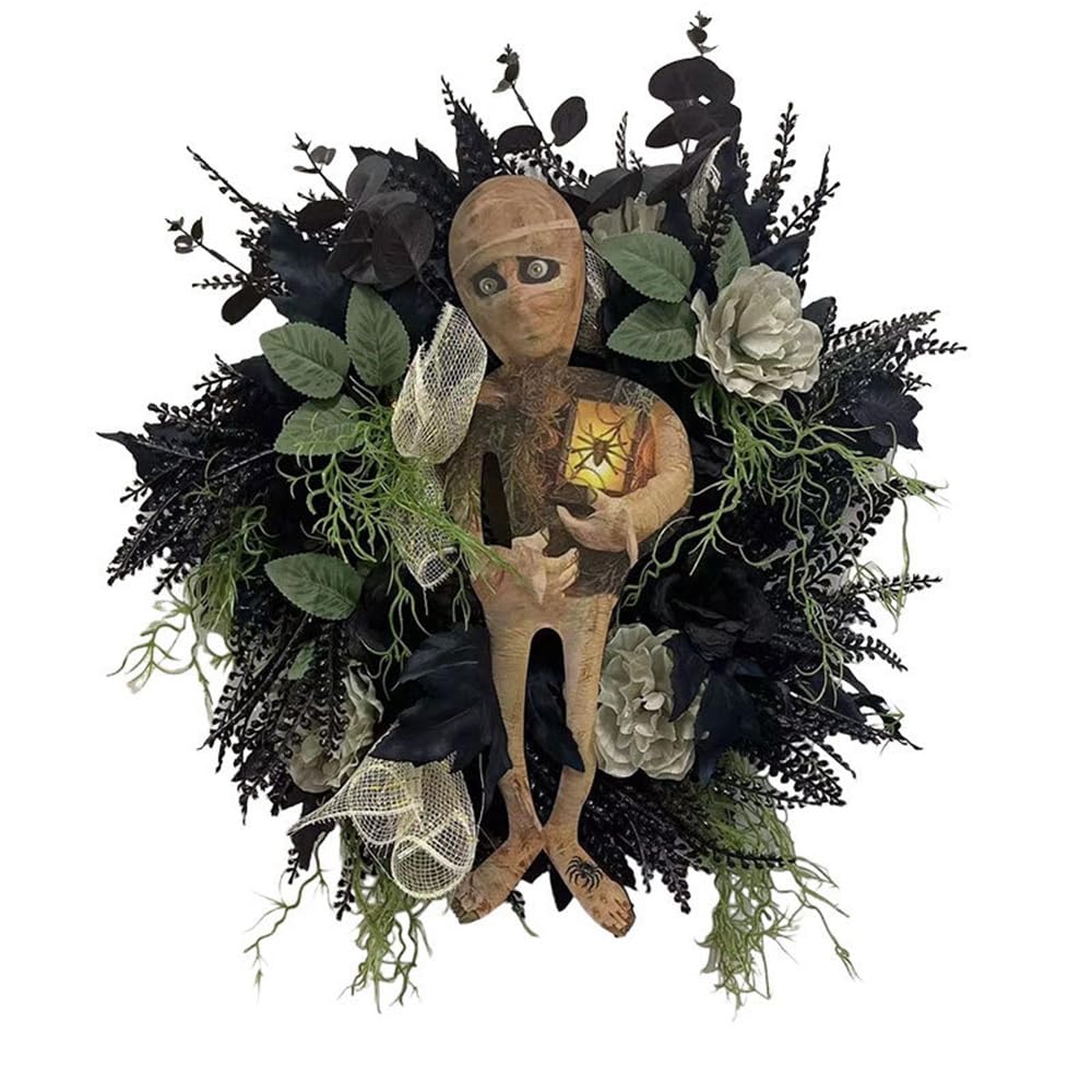 CTRLZS 1 Piece Halloween Wreath Mummy Halloween Wreath Scary Halloween, Halloween Skull