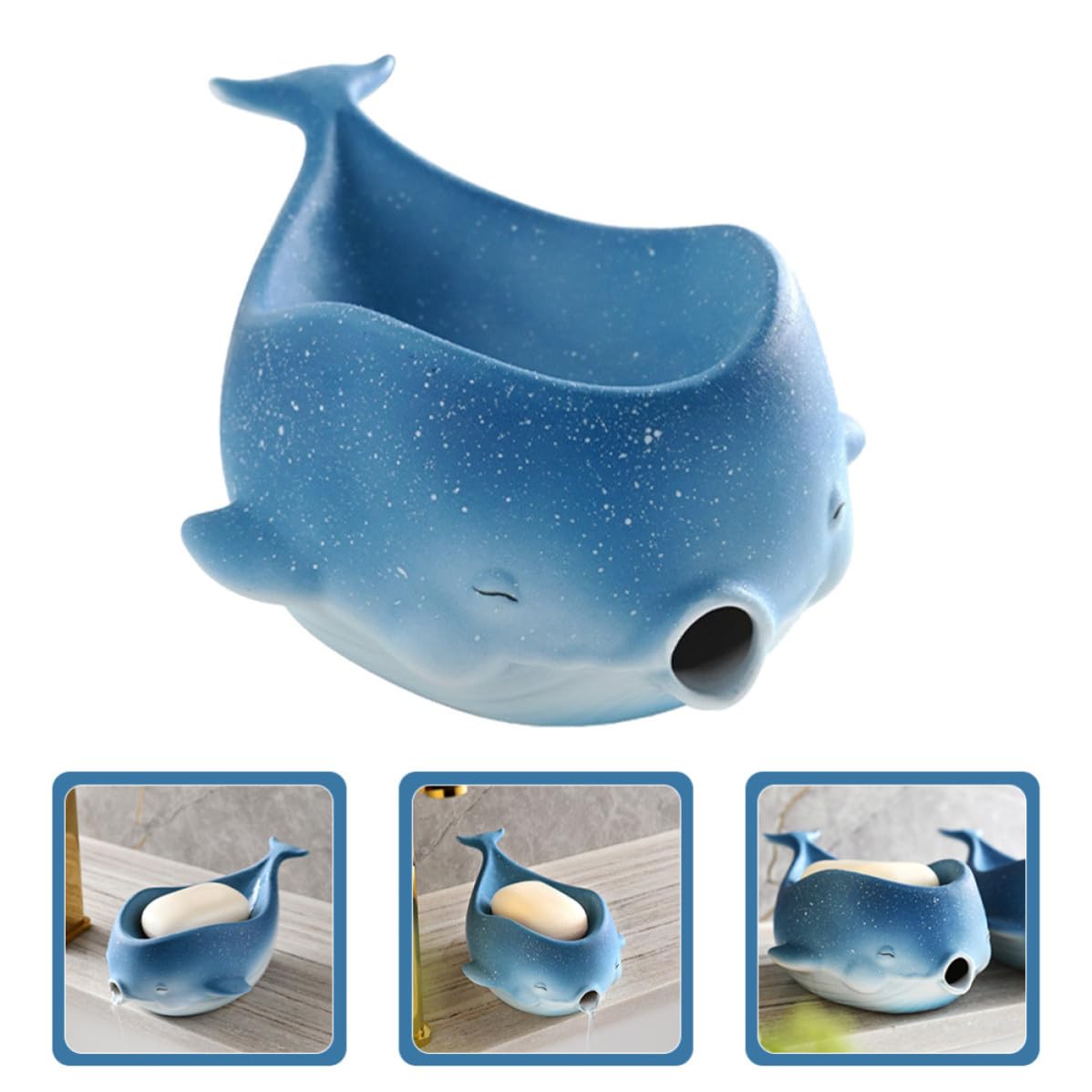 Forma de Ballena Jabonera Escurridor Automático, de Cerámica