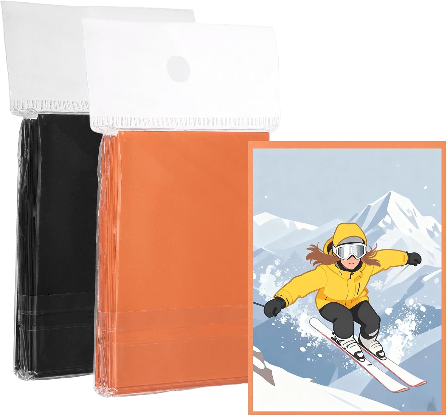 Matte Card Sleeves, Trading Card Sleeves Deck Protectors Perfect for Trading Cards & Baseball & Sports & Magic Gathering & Magic Game Cards (Orange, 300 Pcs)
