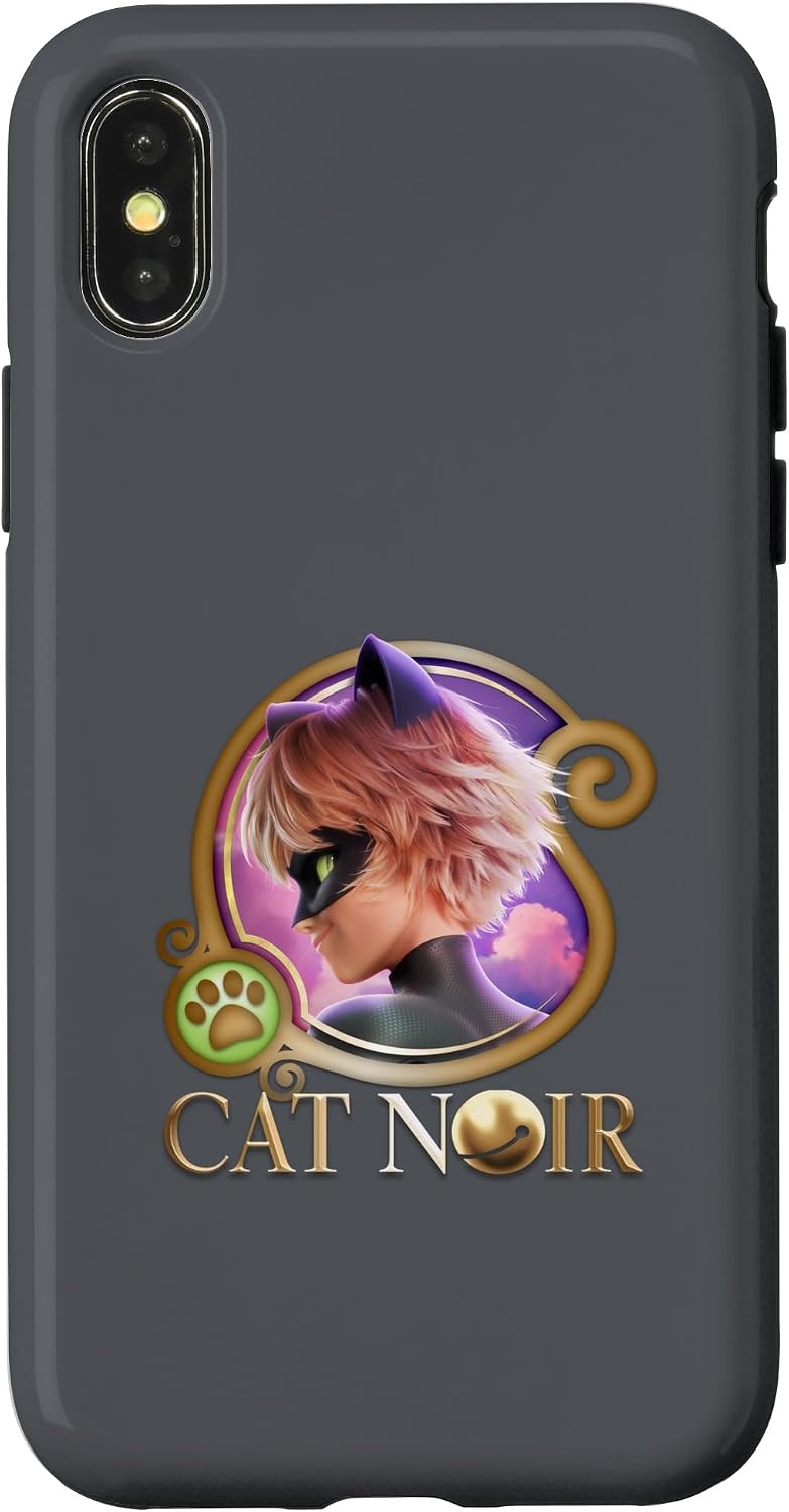 iPhone 16 Miraculous Ladybug The Movie Cat Noir Badge Gold Case