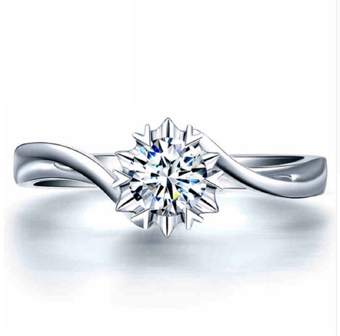 GOWECertified 0.30CT D-E-F VS 18K Solid White Gold Solitaire Moissanite Engagement Rings, Diamond