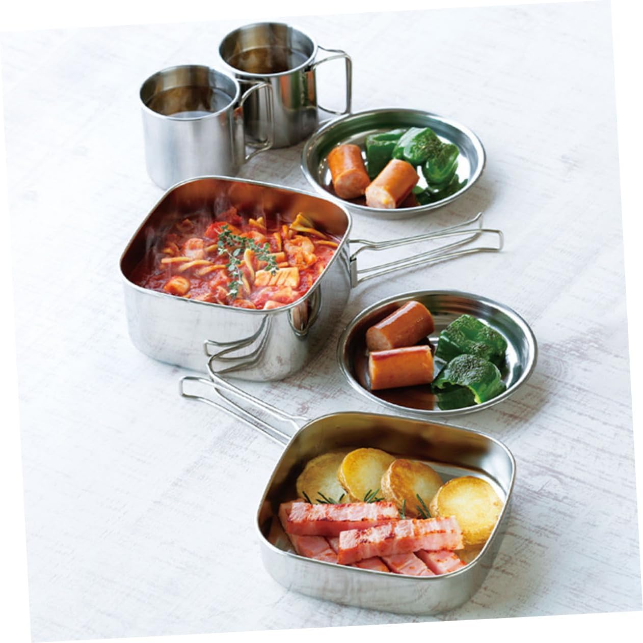 SUPVOX Camping Silverware Set Camping Pots and Pans Outdoor Picnic Cookware Lightweight Pan for Travel Home
