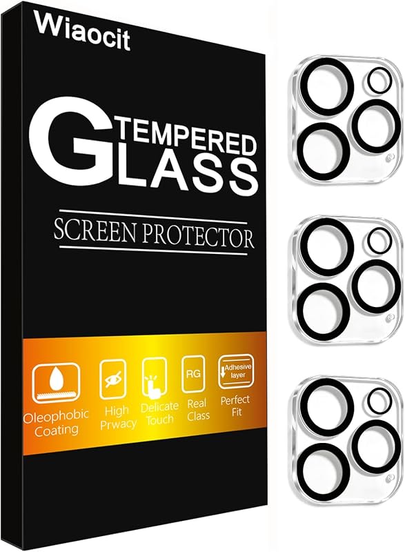 Protector de lente de cámara Wiaocit para iPhone 16 Pro/iPhone 16 Pro Max | Paquete de 3, vidrio templado 9H, Ultra HD, antiarañazos, compatible con estuches