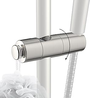 Hibbent Adjustable Shower Head Holder for Slide Bar, Universal 18.5-25mm Handheld Showerhead Bracket, Sprayer Holder with Hanging Design, No Drill Installation, Brushed Nickel