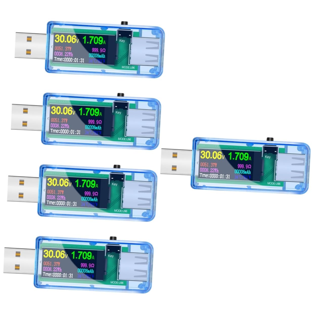 DOITOOL 5stücke Usb Tester Digitales Messgerät Für Spannung Und Strom Hohe Präzision Echtzeit-überwachung Geeignet Für Usb-ladegeräte Powerbanks Und Mobile Festplatten Klarer