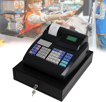 Electronic Cash Register with 48 Keys Keyboard, 6 Digital Led Commercial Cash Register, 58mm Easy-Loading Paper Cash Registers