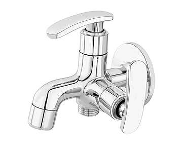 Jagger CAPSUL Full Brass 2 in one tap Two Way tap for Bathroom 2 in 1 tap for Washing Machine 2 in 1 tap for Bathroom with Wall Flange and Teflon Tape (Chrome Finish)