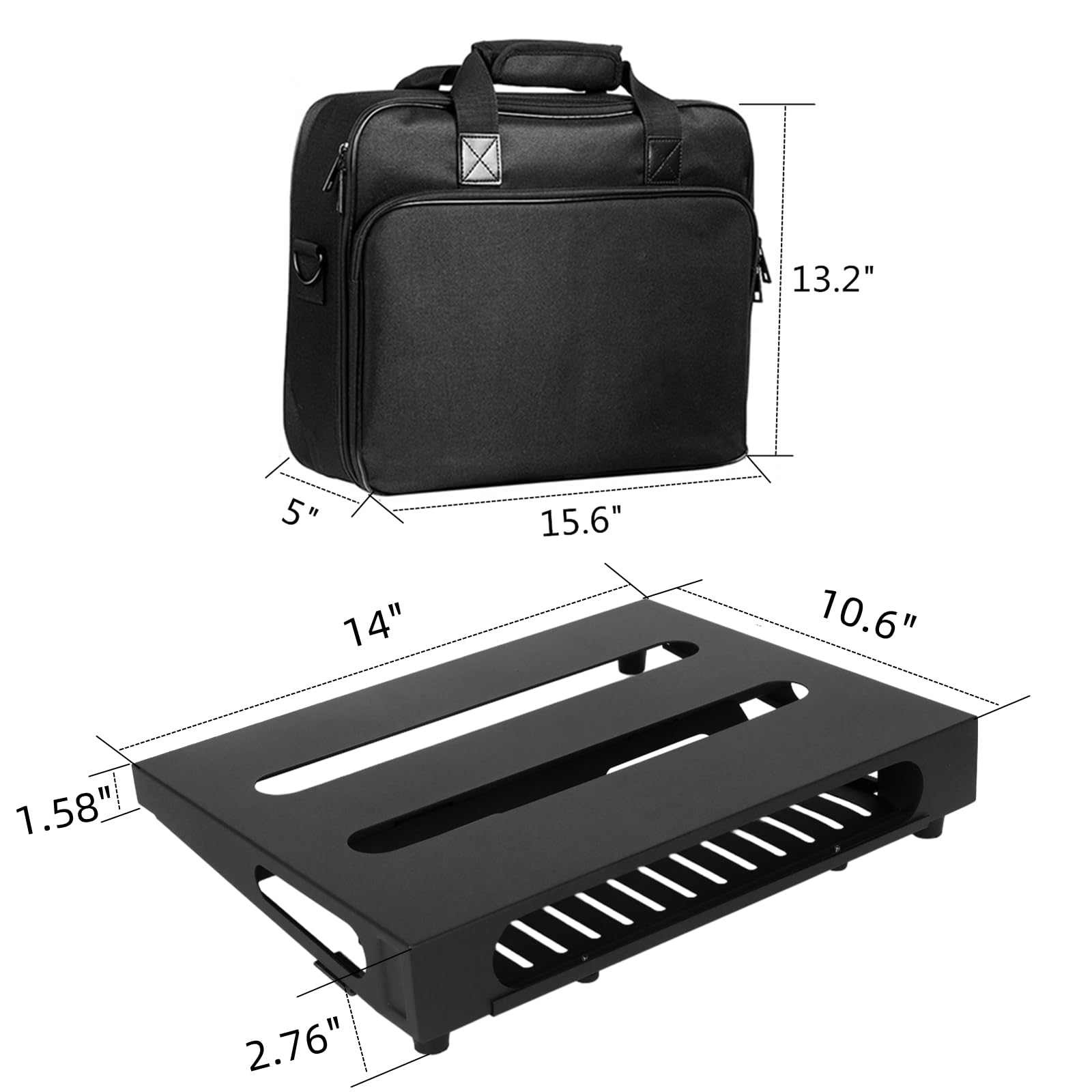 35,6 x 26,9 cm Gitarren-Pedalboard mit Netzteilablage, Tragetasche und Montagebändern im Lieferumfang enthalten (Schwarz, SPB-14S)
