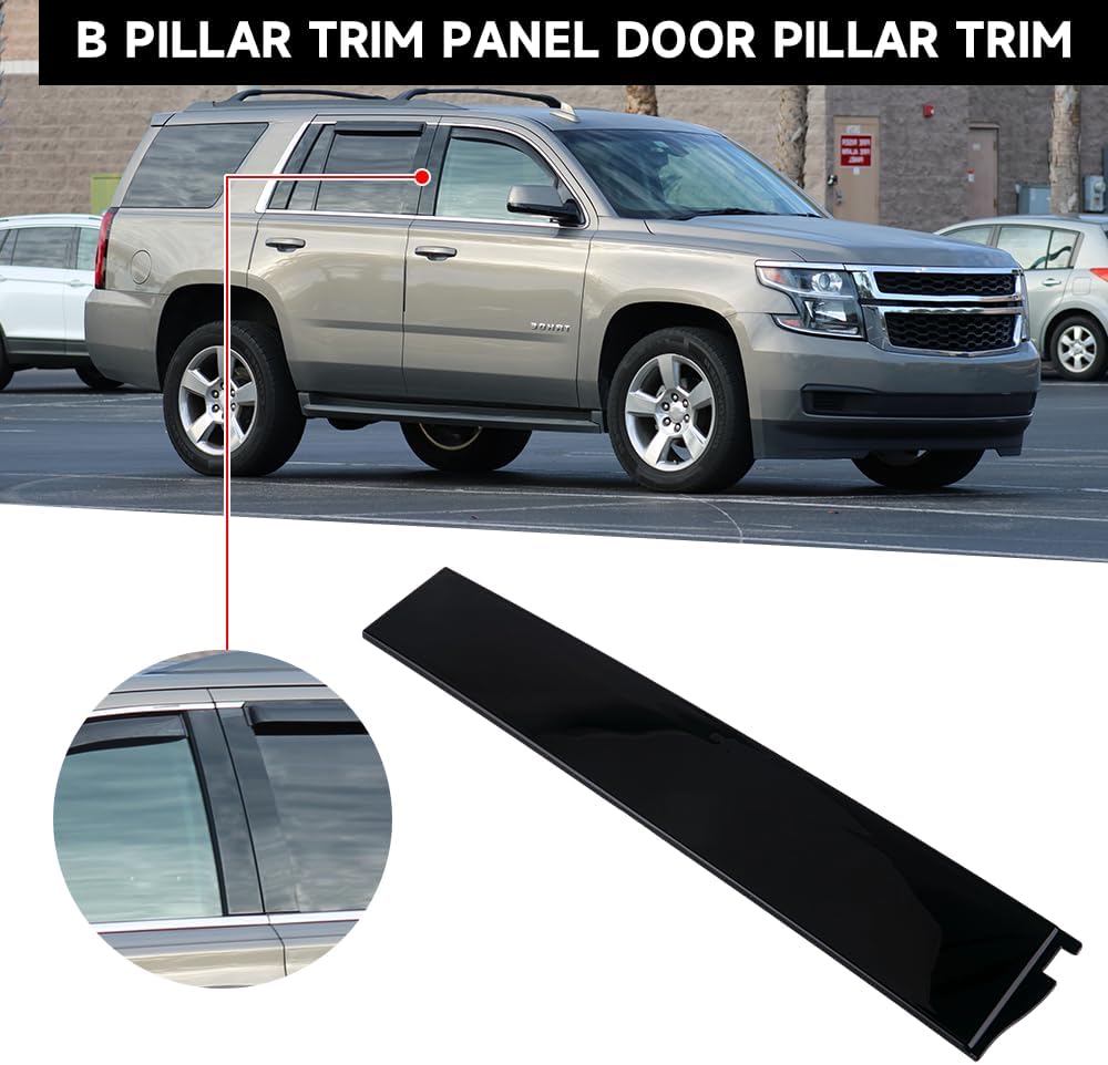 Front Left B-Pillar Side Molding Windshield Door Outer Trim B Pillar Trim Panel for Cadillac Escalade 2015-2020 for GMC Yukon 2015-2020 | Gloss Black | Replaces 84263144, 23324486, 84021603
