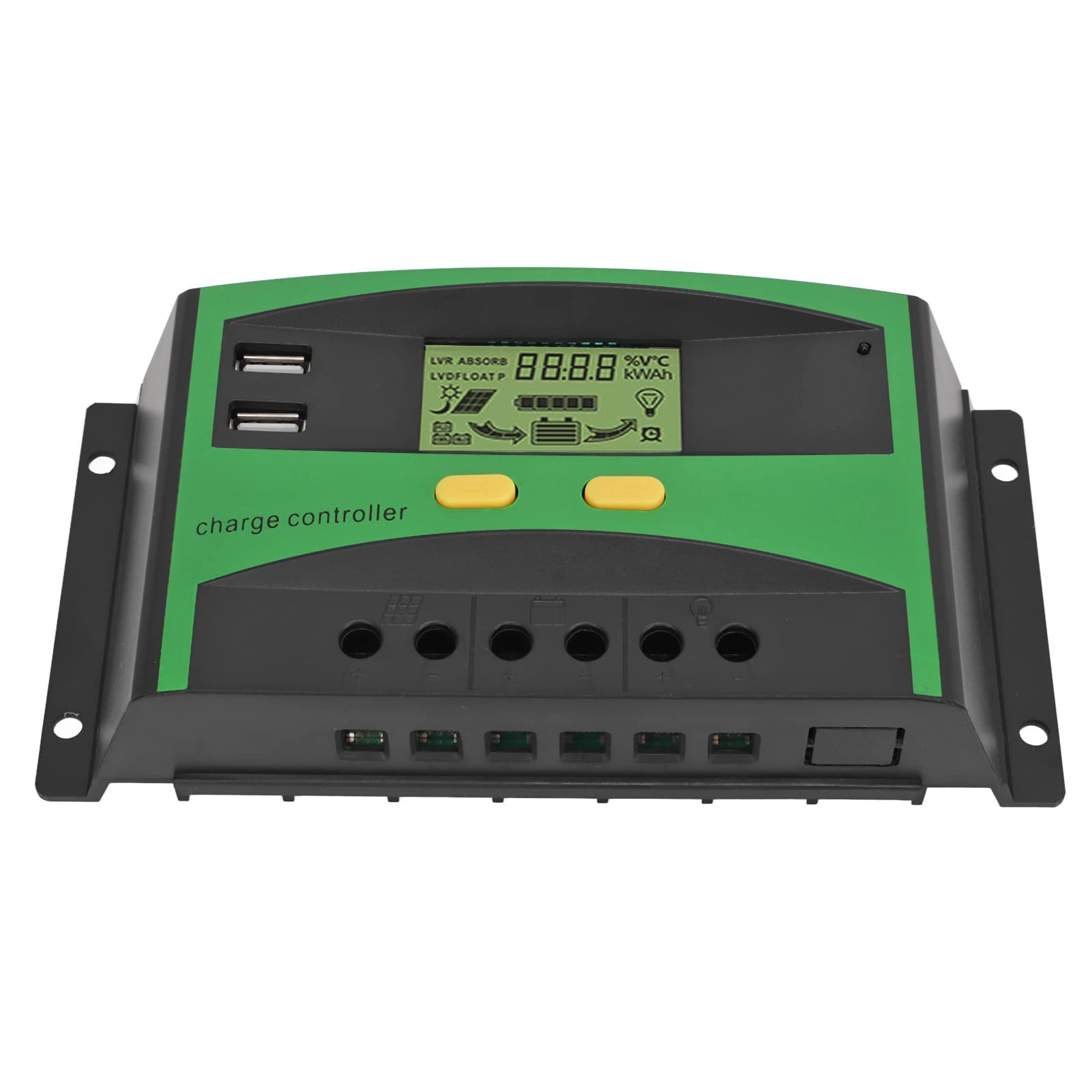 Regolatore di Carica Solare Riconoscimento Automatico Regolatore Intelligente a Doppia Tensione per Sistemi di Energia Solare PVC MG Lega di Alluminio 1 unità (60a-12V/24V)