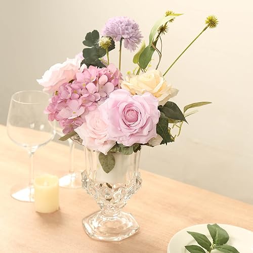 Miniatura 18 de Efavormart - Juego de 2 centros de mesa de trompeta con adornos de cristal transparente de 31 pulgadas, jarrón reversible de plástico para flores