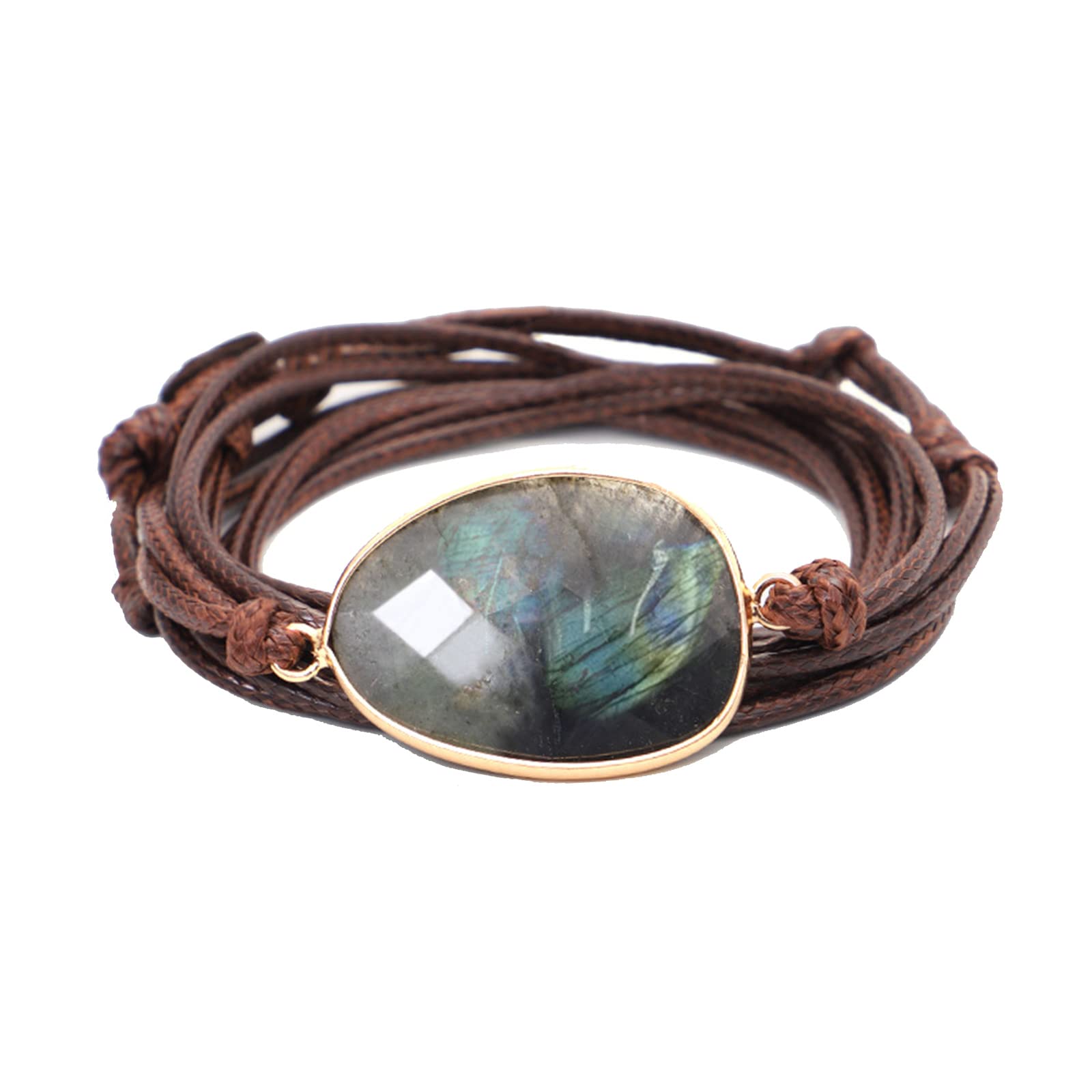 Plumiss Women Boho Handmade Natural Stone Crystal Leather Bead Wrap Bracelets Collection