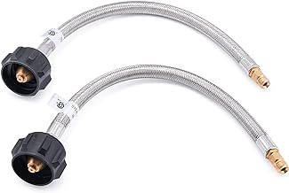 GasSaf 12 inch RV Propane Hose Stainless Steel Braid Propane Pigtail Gas Line with 1/4 Inch Inverted Male Flare (2 PCS)