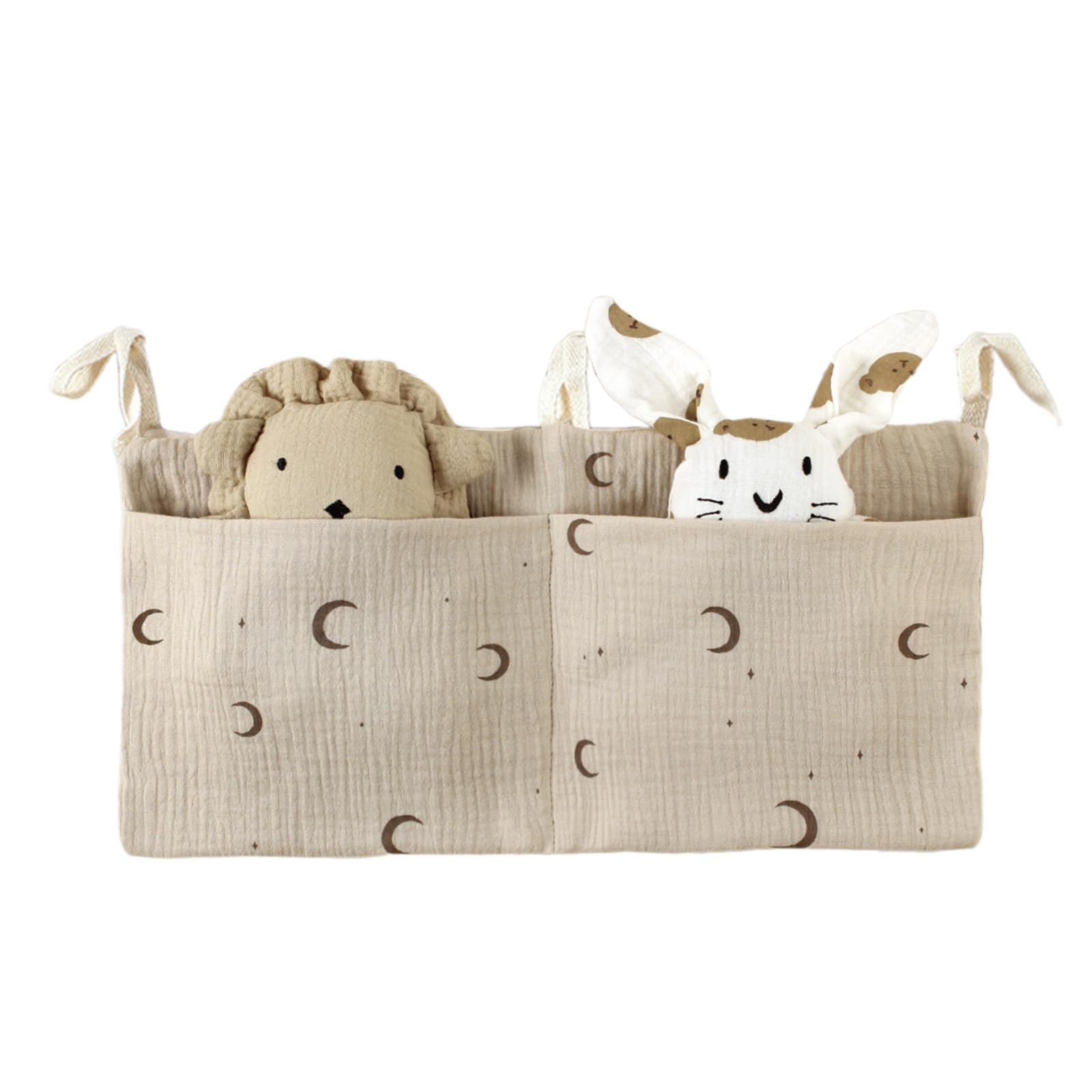 Lily Brown Cribs Storage Bag Baby Bedside Hanging Storage Bag For Drool Bibs Diaper Multifunctional Hanging Pocket Cotton Organizer Cotton Material