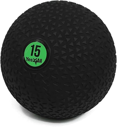 Miniatura 15 de Yes4All Slam Ball, pelota sin rebote para ejercicio, entrenamiento cruzado y entrenamiento de fuerza central, 12 libras, triángulo negro C.